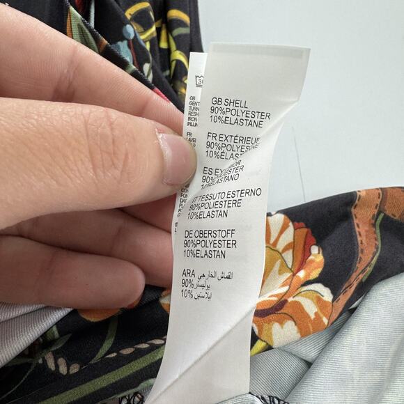 Yumi Dress Womens Small Black Floral Chain Print Long Sleeve Stretch UK 8 US 4 - Picture 5 of 7